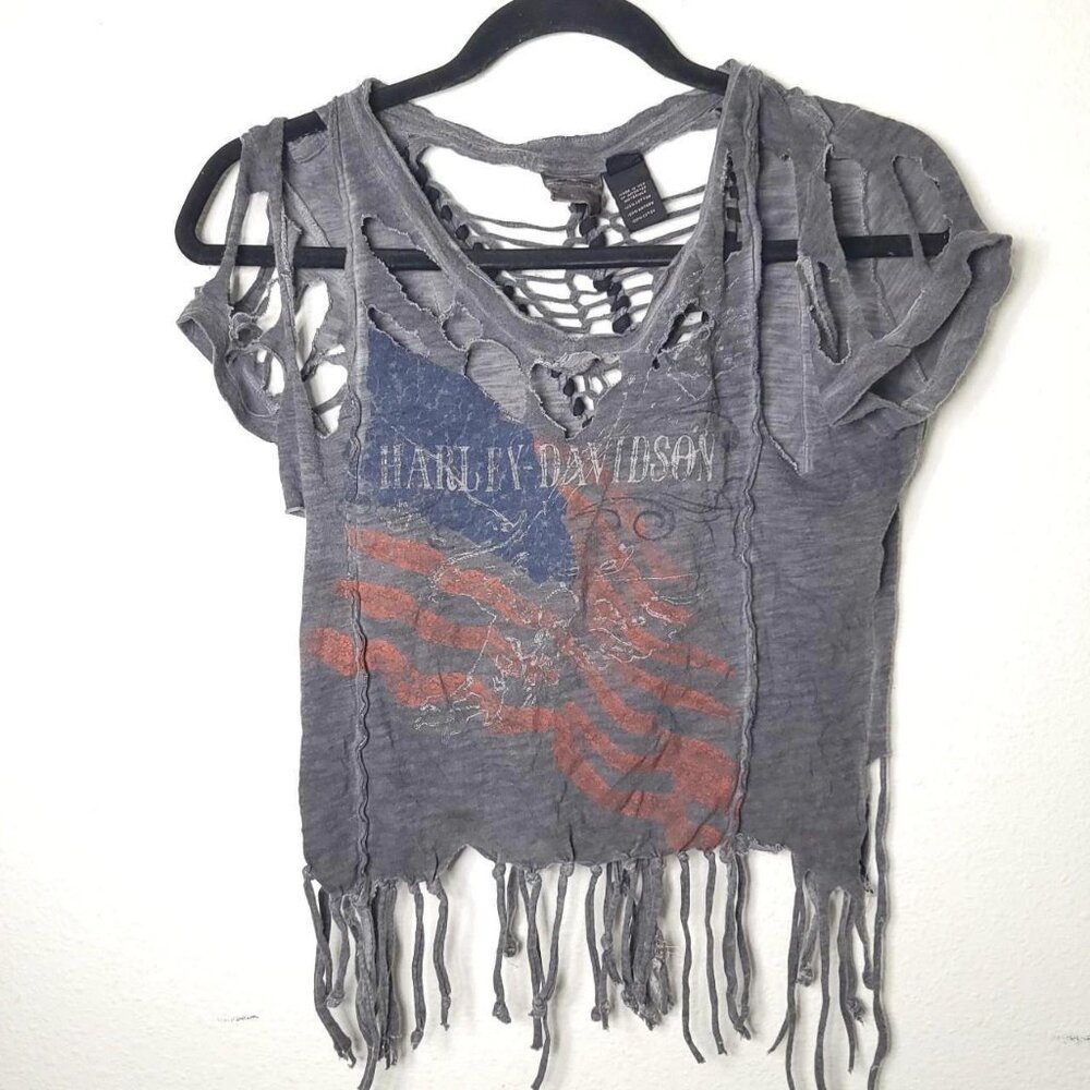 Harley Davidson women's grey size small slash back shirt